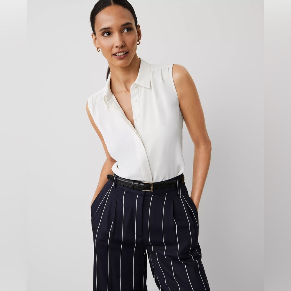 Petite Shirred Yoke Sleeveless Shirt